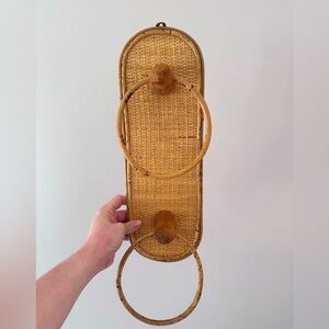 Vintage Rattan Towel Rack